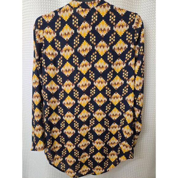 About A Girl Womens Tunic Size Small Blue Yellow Gold LongSleeve Light Long Fall - Picture 4 of 6